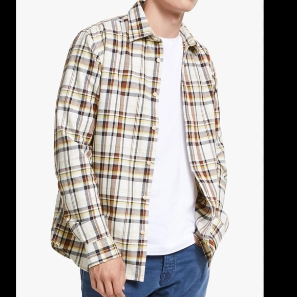 Scotch & Soda Men's Medium Regular Fit Long Sleeve Shirt in Worker Style Plaid - Picture 2 of 11